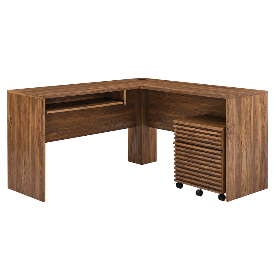 Vera Wood Desk and File Cabinet Set in Walnut