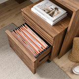 Vera Wood Desk and File Cabinet Set in Walnut
