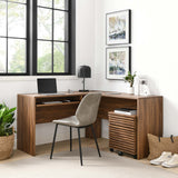 Vera Wood Desk and File Cabinet Set in Walnut