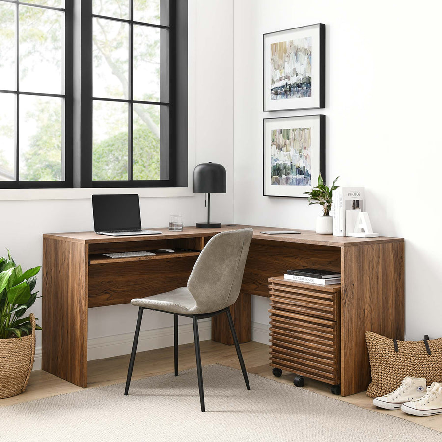 Vera Wood Desk and File Cabinet Set in Walnut
