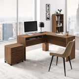 Vera Wood Desk and File Cabinet Set in Walnut