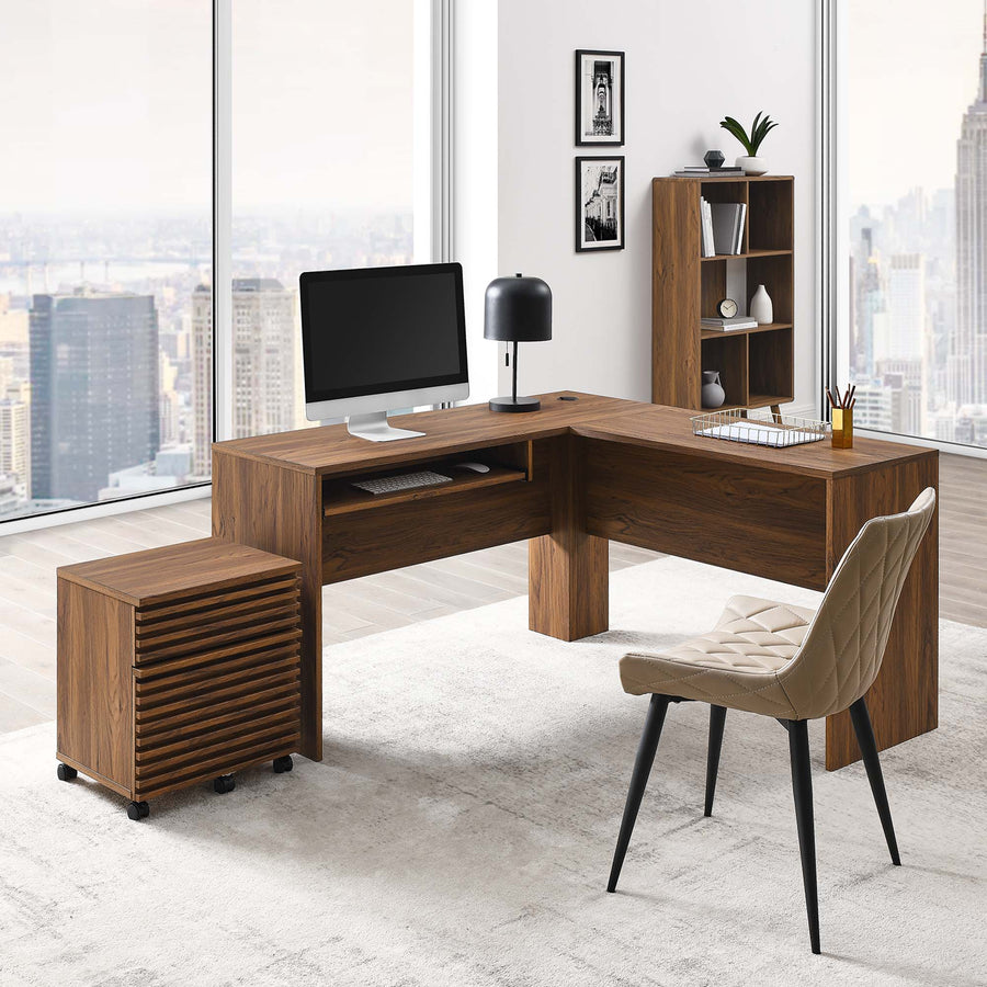 Vera Wood Desk and File Cabinet Set in Walnut