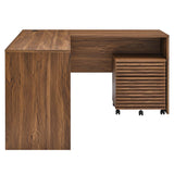 Vera Wood Desk and File Cabinet Set in Walnut