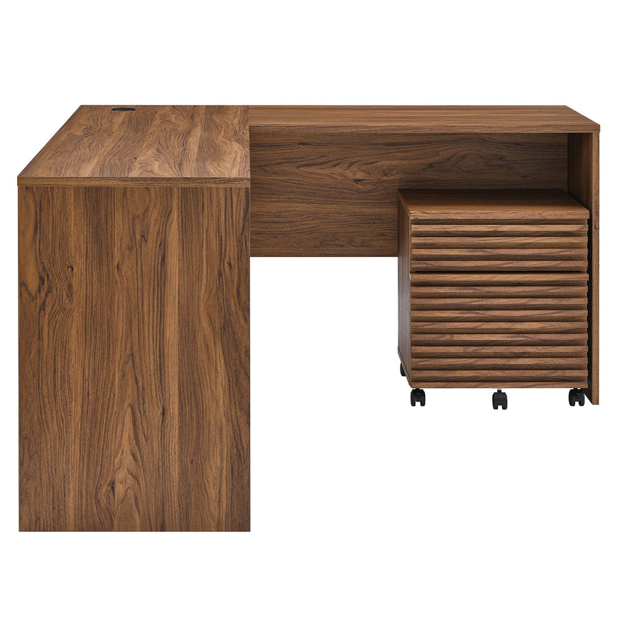 Vera Wood Desk and File Cabinet Set in Walnut