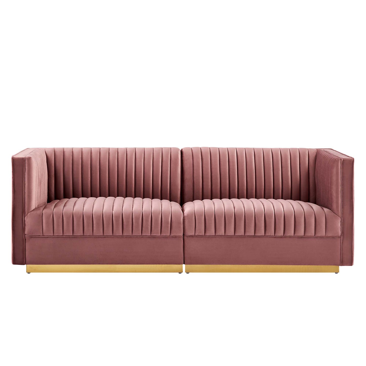 Sanguine Channel Tufted Performance Velvet Modular Sectional Sofa Loveseat by Furniture for America