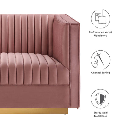 Sanguine Channel Tufted Performance Velvet Modular Sectional Sofa Loveseat by Furniture for America