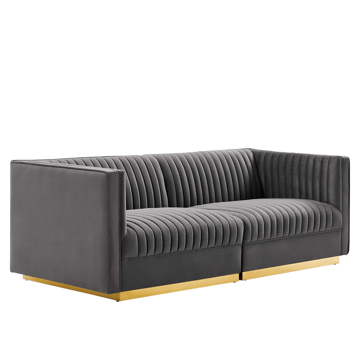 Sanguine Channel Tufted Performance Velvet Modular Sectional Sofa Loveseat by Furniture for America