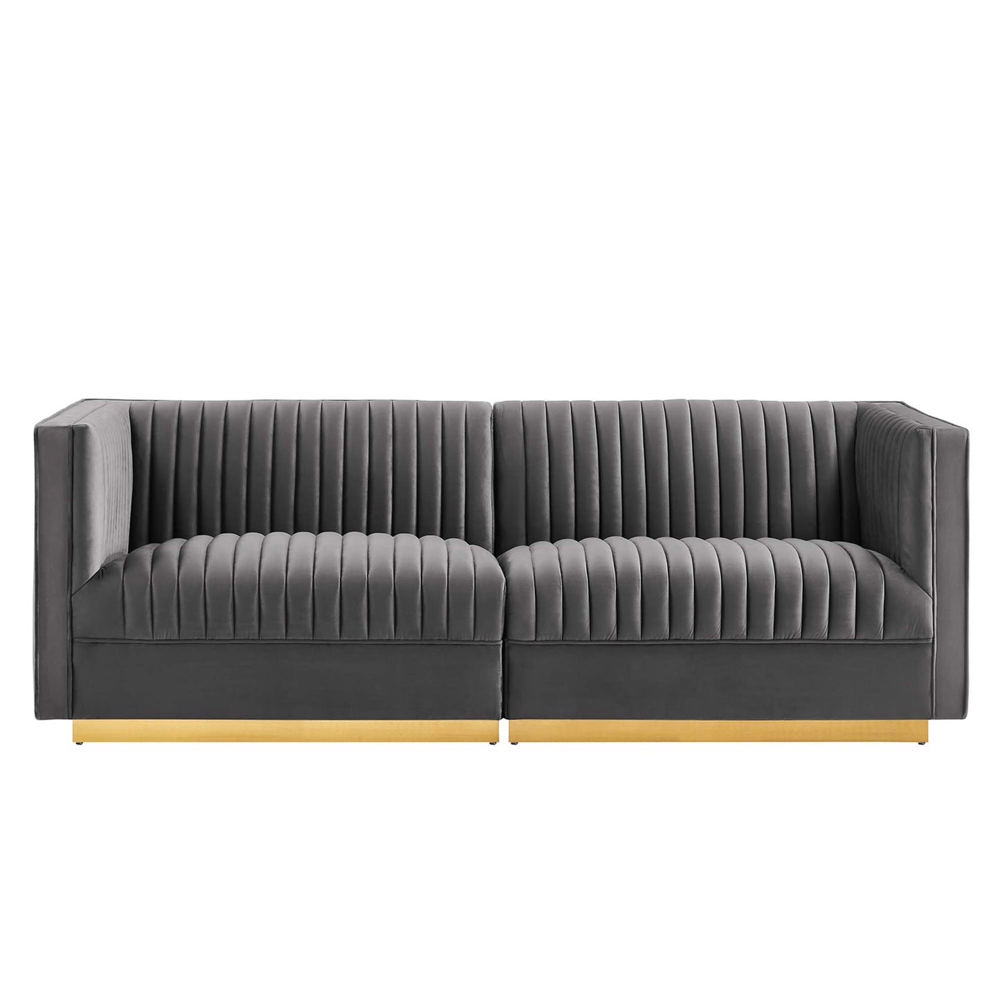Sanguine Channel Tufted Performance Velvet Modular Sectional Sofa Loveseat by Furniture for America
