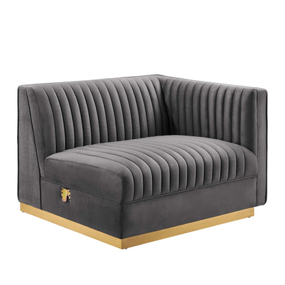 Sanguine Channel Tufted Performance Velvet Modular Sectional Sofa Loveseat by Furniture for America