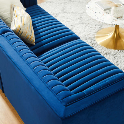 Sanguine Channel Tufted Performance Velvet Modular Sectional Sofa Loveseat by Furniture for America