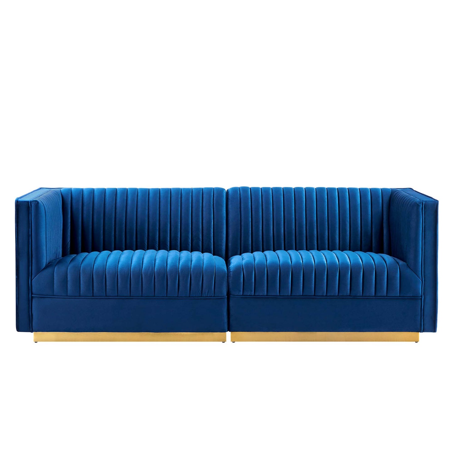 Sanguine Channel Tufted Performance Velvet Modular Sectional Sofa Loveseat by Furniture for America