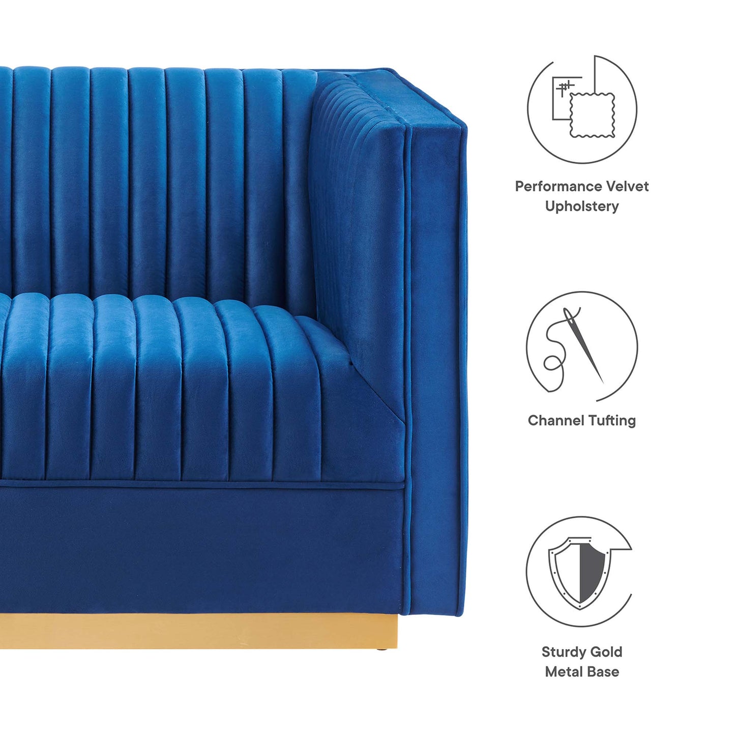 Sanguine Channel Tufted Performance Velvet Modular Sectional Sofa Loveseat by Furniture for America