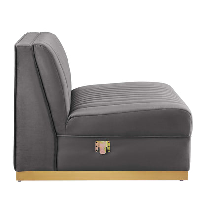 Sanguine Channel Tufted Performance Velvet 3-Seat Modular Sectional Sofa by Furniture for America