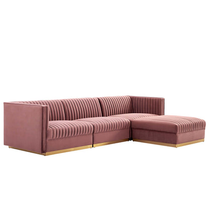Sanguine 4-Piece Channel Tufted Performance Velvet Modular Sectional Sofa by Furniture for America