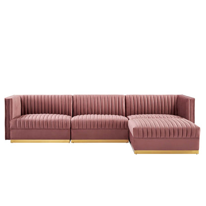 Sanguine 4-Piece Channel Tufted Performance Velvet Modular Sectional Sofa by Furniture for America