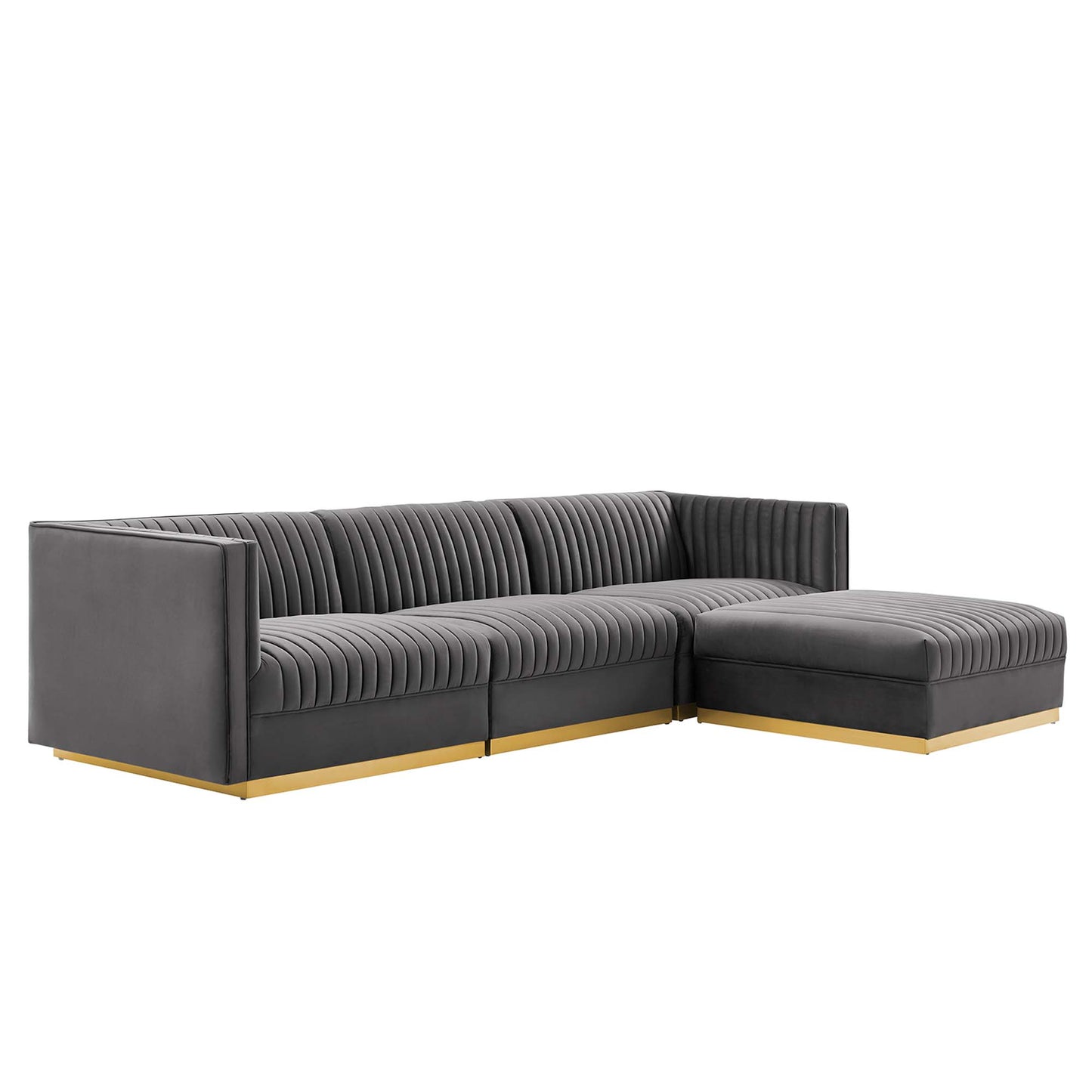 Sanguine 4-Piece Channel Tufted Performance Velvet Modular Sectional Sofa by Furniture for America