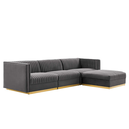 Sanguine 4-Piece Channel Tufted Performance Velvet Modular Sectional Sofa by Furniture for America