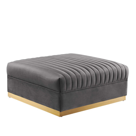 Sanguine 4-Piece Channel Tufted Performance Velvet Modular Sectional Sofa in Gray