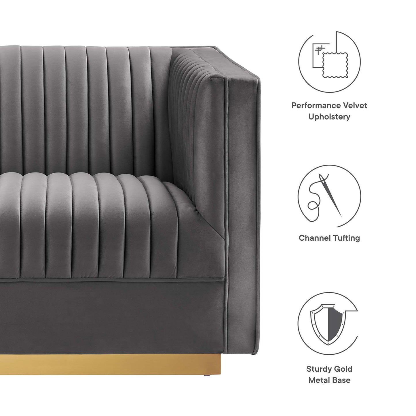Sanguine 4-Piece Channel Tufted Performance Velvet Modular Sectional Sofa by Furniture for America