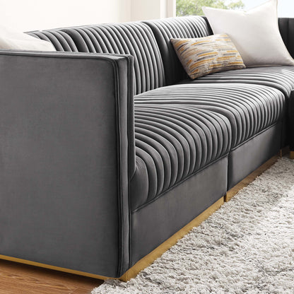 Sanguine 4-Piece Channel Tufted Performance Velvet Modular Sectional Sofa by Furniture for America