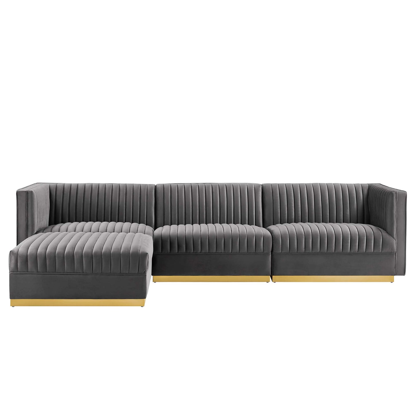 Sanguine 4-Piece Channel Tufted Performance Velvet Modular Sectional Sofa by Furniture for America