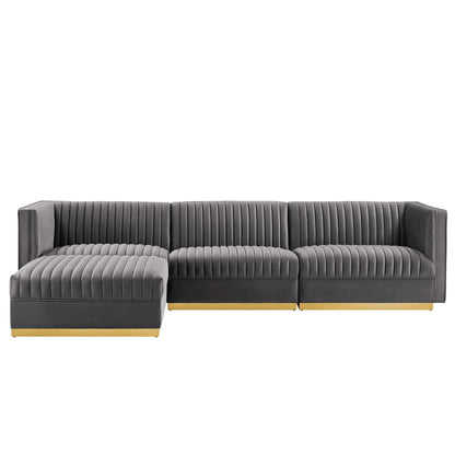 Sanguine 4-Piece Channel Tufted Performance Velvet Modular Sectional Sofa by Furniture for America