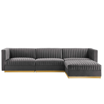 Sanguine 4-Piece Channel Tufted Performance Velvet Modular Sectional Sofa by Furniture for America