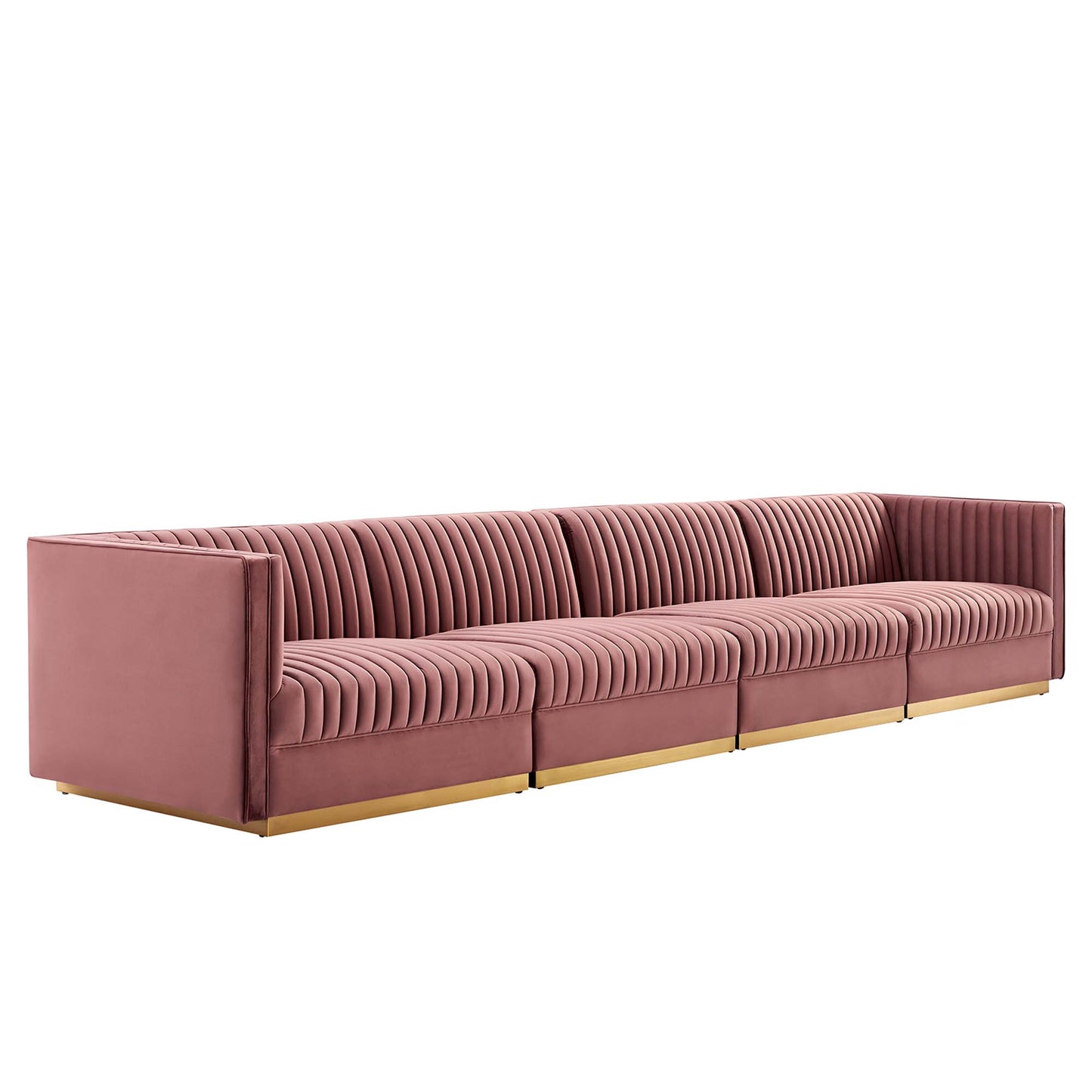 Sanguine Channel Tufted Performance Velvet 4-Seat Modular Sectional Sofa by Furniture for America