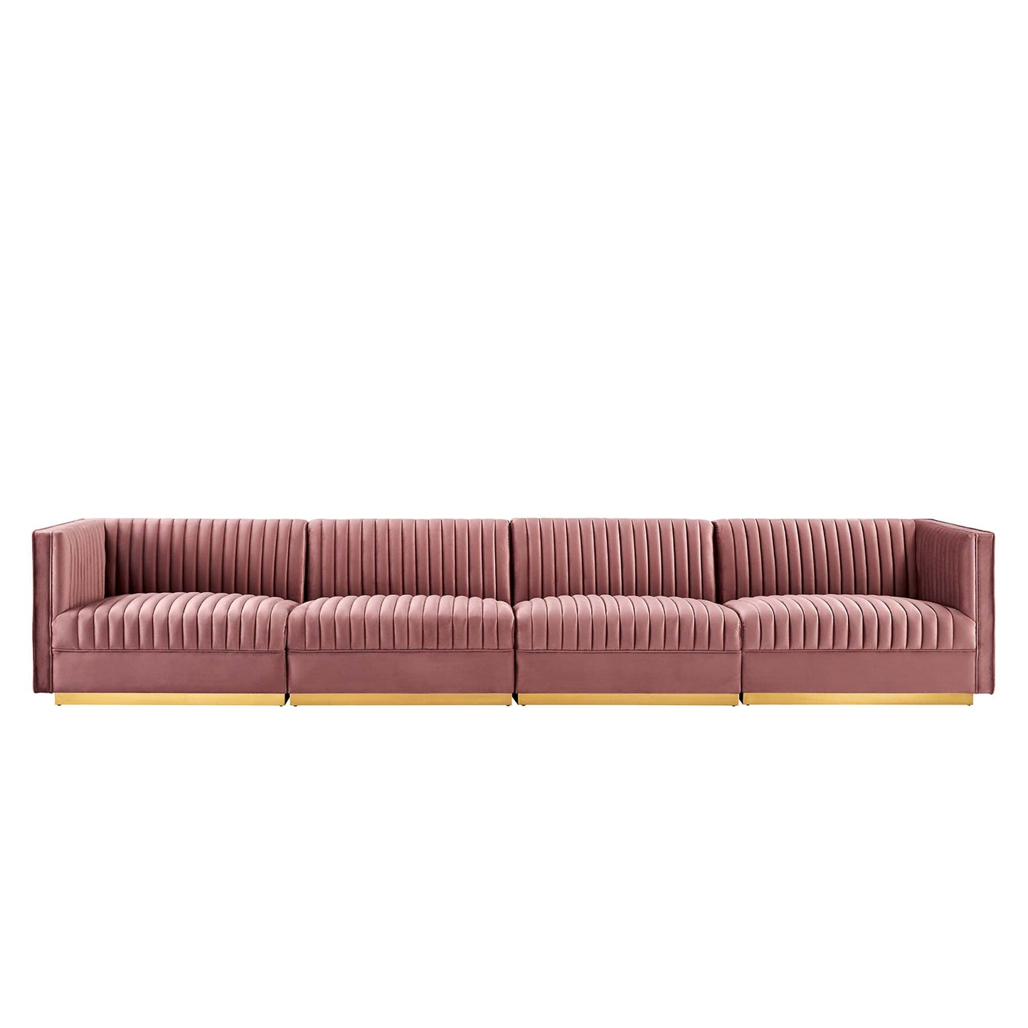Sanguine Channel Tufted Performance Velvet 4-Seat Modular Sectional Sofa by Furniture for America