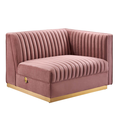 Sanguine Channel Tufted Performance Velvet 4-Seat Modular Sectional Sofa by Furniture for America