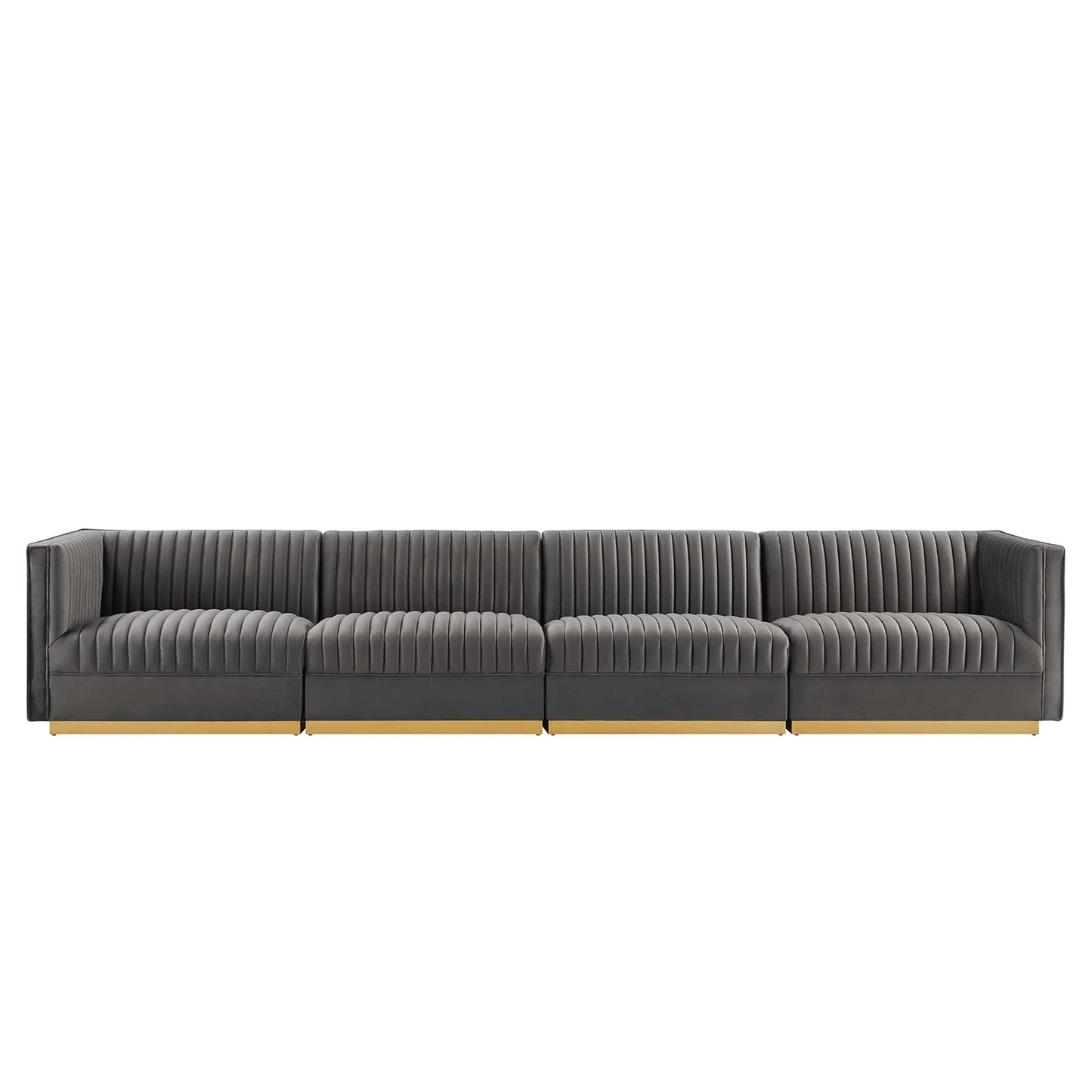 Sanguine Channel Tufted Performance Velvet 4-Seat Modular Sectional Sofa by Furniture for America