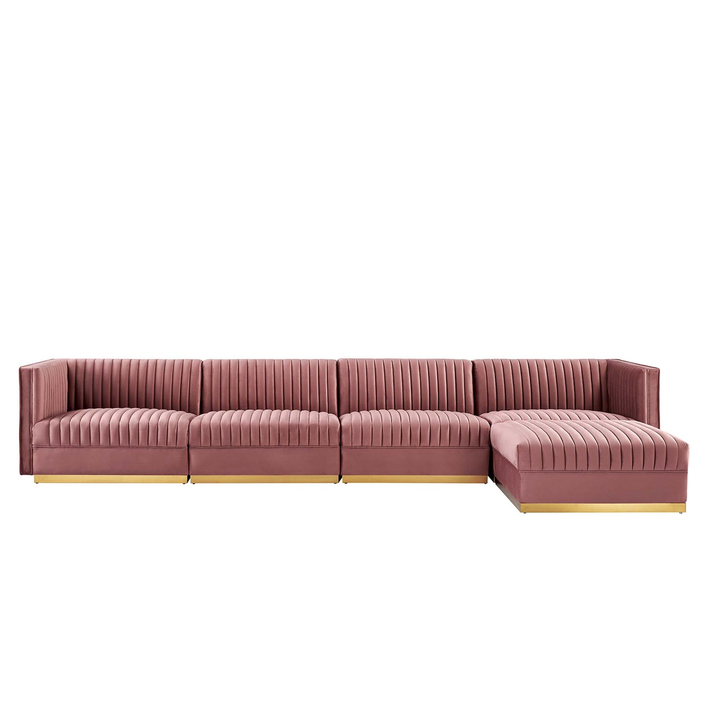 Sanguine 5-Piece Channel Tufted Performance Velvet Modular Sectional Sofa by Furniture for America