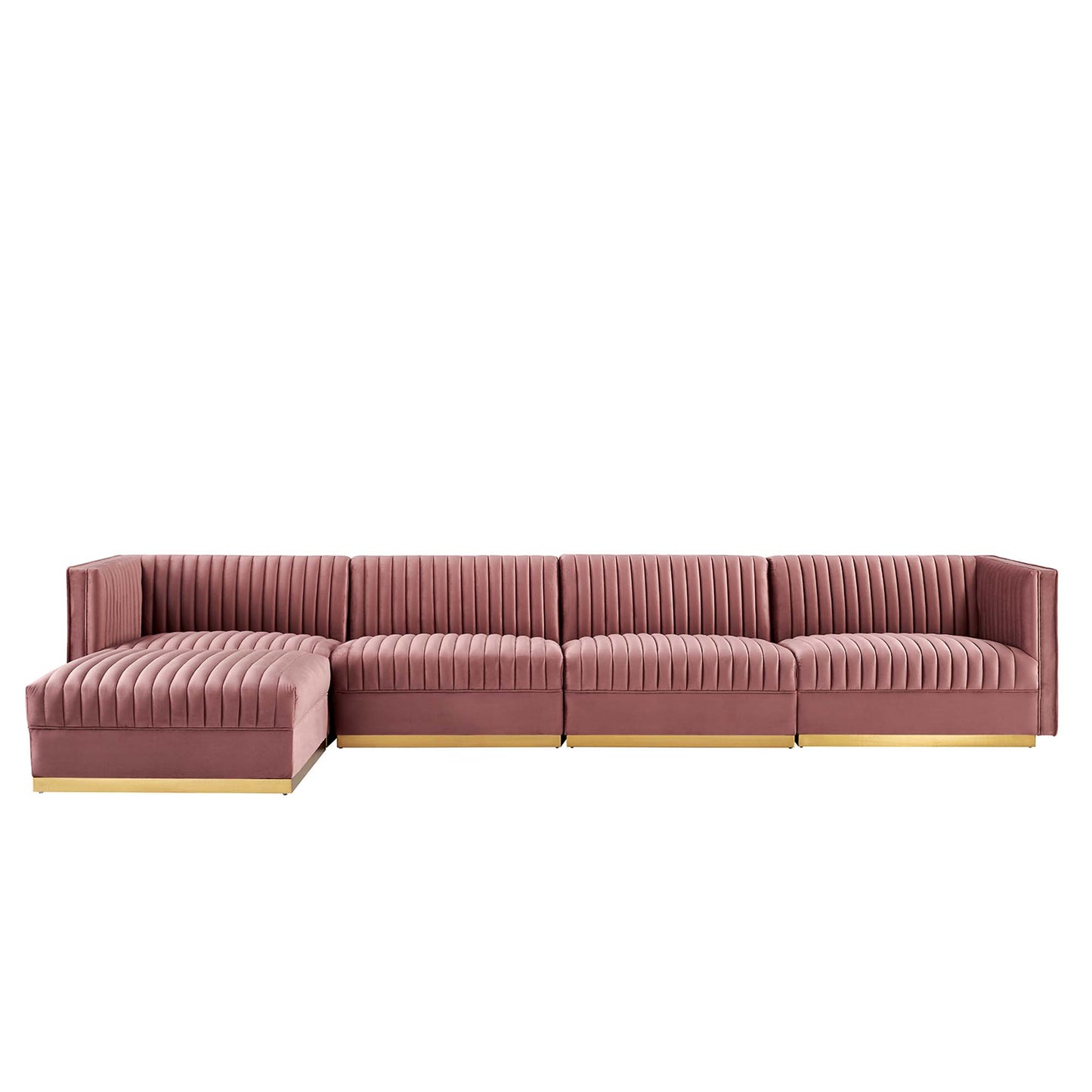Sanguine 5-Piece Channel Tufted Performance Velvet Modular Sectional Sofa by Furniture for America