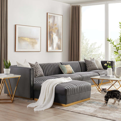 Sanguine 5-Piece Channel Tufted Performance Velvet Modular Sectional Sofa by Furniture for America