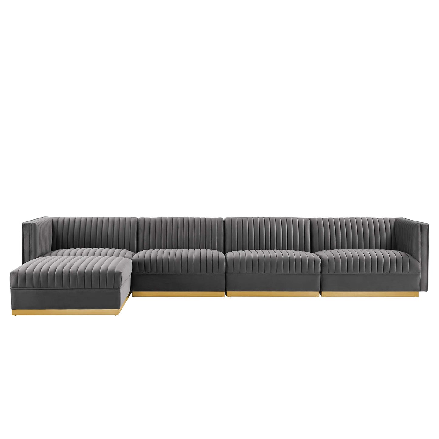 Sanguine 5-Piece Channel Tufted Performance Velvet Modular Sectional Sofa by Furniture for America