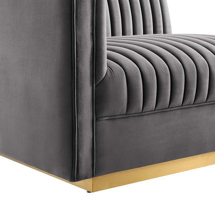 Sanguine 5-Piece Channel Tufted Performance Velvet Modular Sectional Sofa in Gray