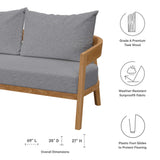 Blake 6-Piece Teak Wood Outdoor Patio Set in Natural Gray