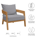 Blake 6-Piece Teak Wood Outdoor Patio Set in Natural Gray