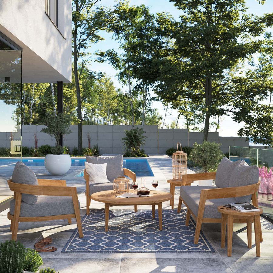 Blake 6-Piece Teak Wood Outdoor Patio Set in Natural Gray