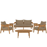 Blake 6-Piece Teak Wood Outdoor Patio Set in Natural Light Brown
