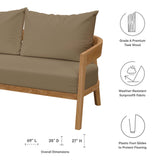 Blake 6-Piece Teak Wood Outdoor Patio Set in Natural Light Brown