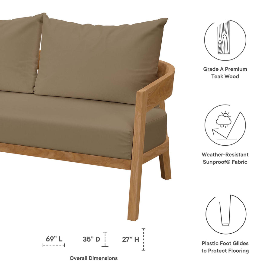 Blake 6-Piece Teak Wood Outdoor Patio Set in Natural Light Brown