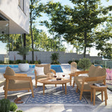 Blake 6-Piece Teak Wood Outdoor Patio Set in Natural Light Brown