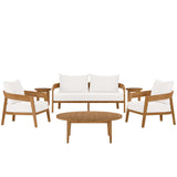 Blake 6-Piece Teak Wood Outdoor Patio Set in Natural White