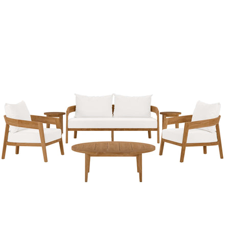 Brisbane 6-Piece Teak Wood Outdoor Patio Set in Natural White