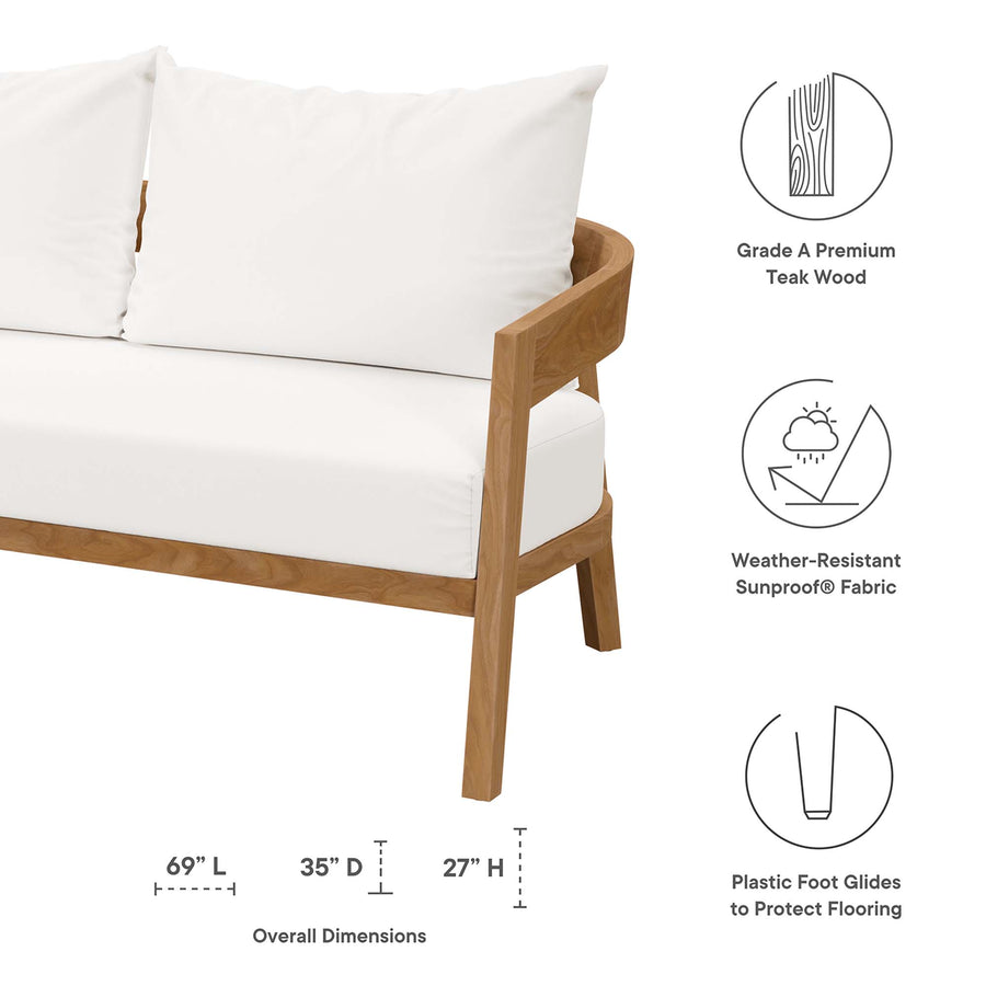 Blake 6-Piece Teak Wood Outdoor Patio Set in Natural White