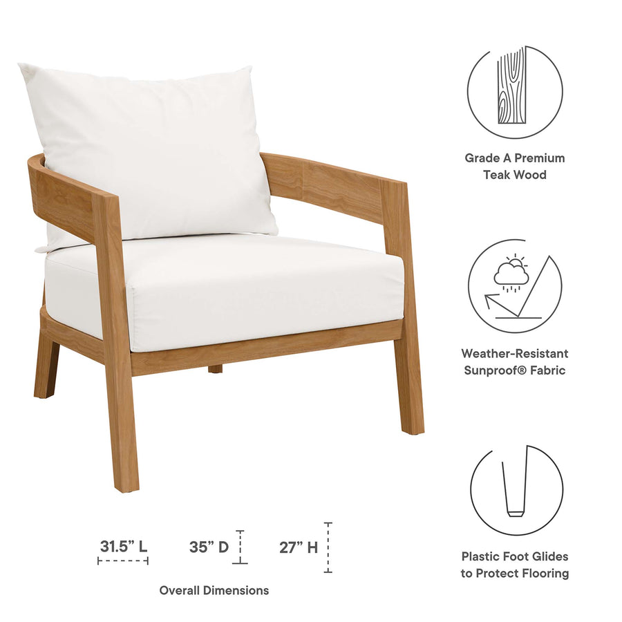 Blake 6-Piece Teak Wood Outdoor Patio Set in Natural White