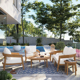 Blake 6-Piece Teak Wood Outdoor Patio Set in Natural White