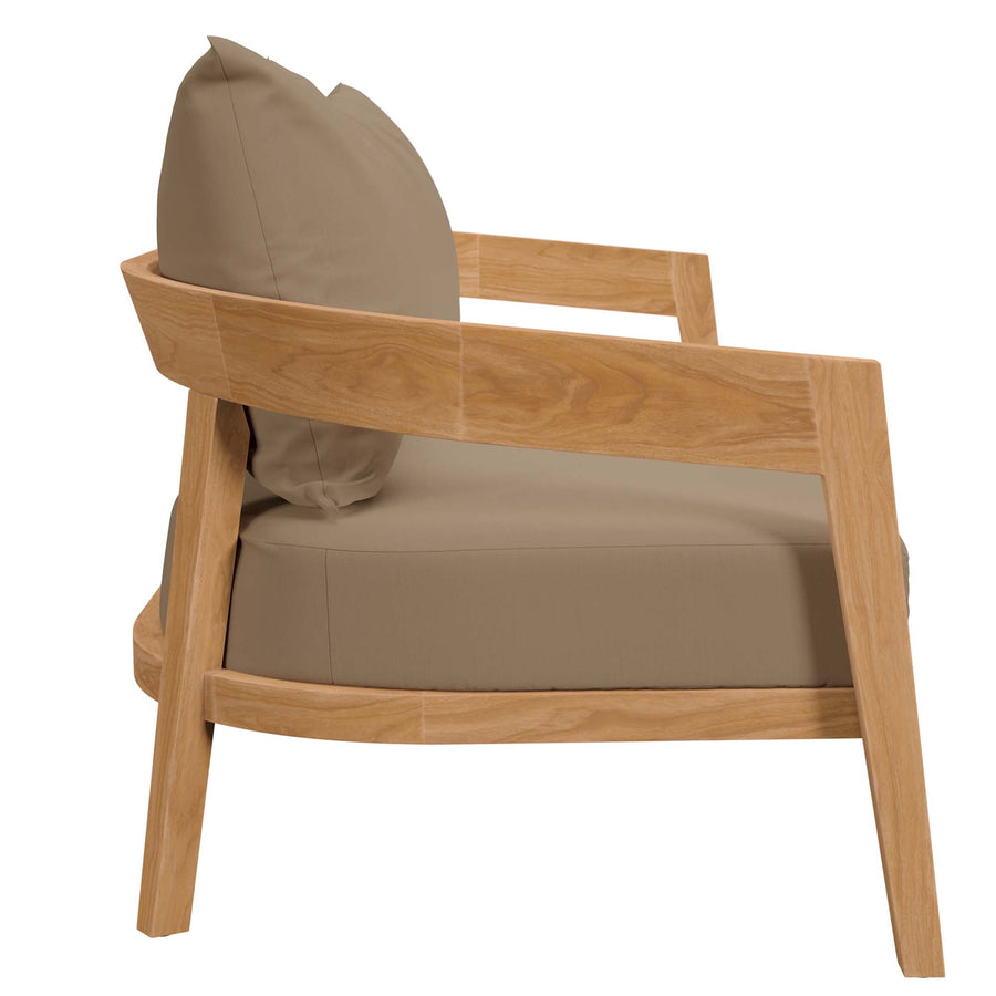 Blake 3-Piece Teak Wood Outdoor Patio Set in Natural Light Brown