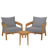 Blake 3-Piece Teak Wood Outdoor Patio Set in Natural Gray